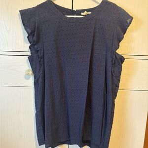 Elegant Navy Ruffle Sleeve Blouse